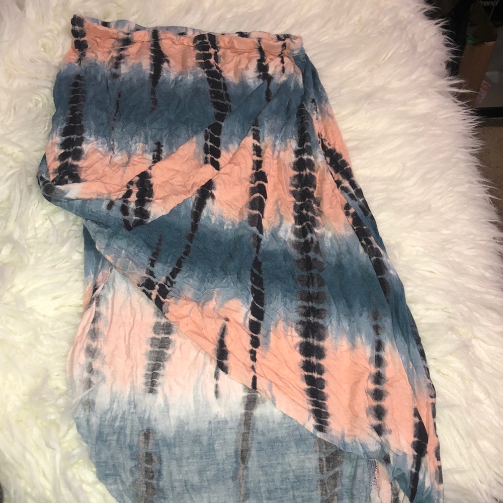 Love Culture Pink&Blue Tie-Dye High Slit Skirt
